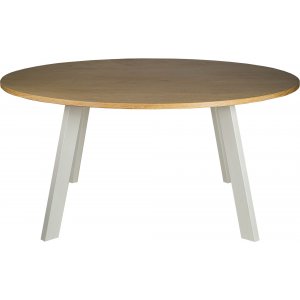 Freddy matbord runt 155 cm - Whitewash ekfanér/vit metall - Ovala & Runda bord