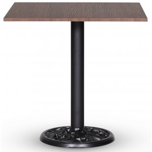 Mystery bord 75x75 cm - Svartblommigt underrede/mörk träimitation - Restaurangbord