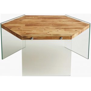 Hexagon soffbord 80 x 70 cm - Ek - Glasbord