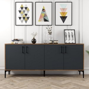 Kiev skänk 180 cm - Valnöt/antracit - Skänkar & Sideboards -Skänkar & Sideboards - Hyllor & Förvaring
