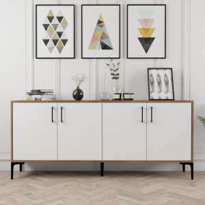 Kiev skänk 180 cm - Valnöt/vit - Skänkar & Sideboards -Skänkar & Sideboards - Hyllor & Förvaring