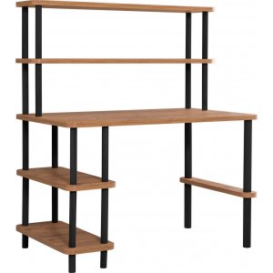 Mars skrivbord 120x70 cm - Svart/furu - Skrivbord med hyllor | lådor