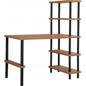 Nano skrivbord 120x70 cm - Svart/furu - Skrivbord med hyllor | lådor