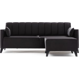 Ova divanbäddsoffa höger - Svart - Bäddsoffor