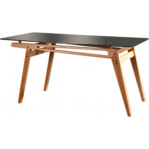 Palace matbord 160 cm - Ek/glas - Matbord med glasskiva