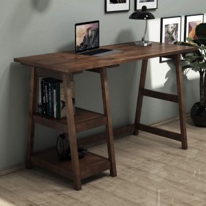 Perla skrivbord 120x51 cm - Valnöt - Skrivbord med hyllor | lådor