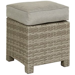 Rosario pall 40 cm - Ljusgrå + Möbelvård för plastrotting - Utepallar