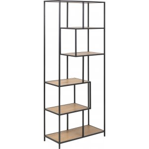 Seaford bokhylla asymmetrisk 77x185 cm - Ek/svart - Bokhyllor -Hyllor - Bokhyllor