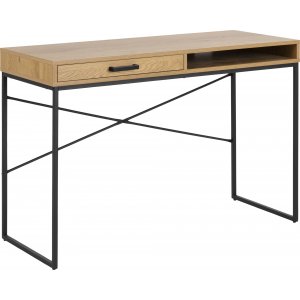 Seaford skrivbord 110 cm - Ek/svart - Skrivbord med hyllor | lådor
