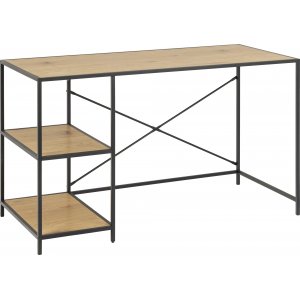 Seaford skrivbord 130 cm - Ek/svart - Skrivbord med hyllor | lådor