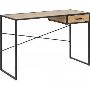 Seaford skrivbord med låda 110x45 cm - Ek/svart - Skrivbord med hyllor | lådor