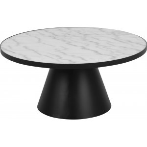 Soli soffbord Ø85 cm - Vit marmor/svart - Soffbord i marmor