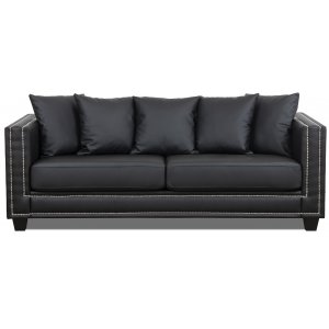 Tempel 3-sits soffa med nitar - Svart PU - 3-sits soffor
