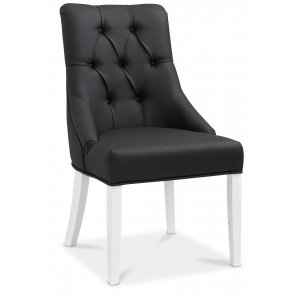 2 st Tuva europa matstol - Svart PU / Vita ben - Klädda & stoppade stolar