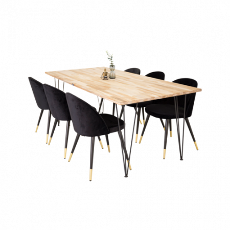 Bild på Matgrupp Bangkok matbord och 6st Valleta matstolar - Venture Home