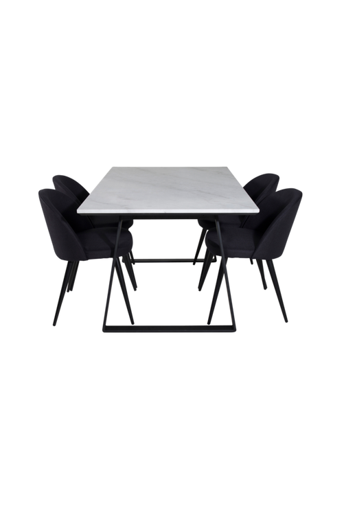 hom_1694806-01_Fs Bild på Matgrupp Estelle med 4 st matstolar Velvet - Venture Home