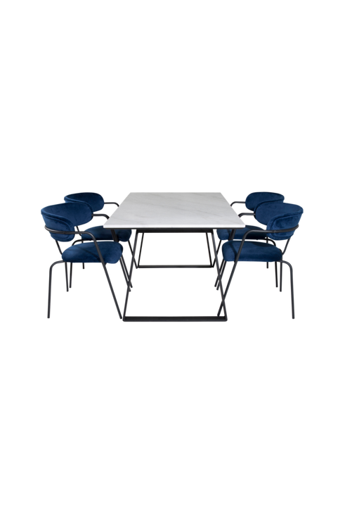 hom_1694842-02_Fs Bild på Matgrupp Estelle med 4 st matstolar Arrow - Venture Home