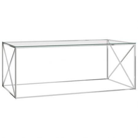 Bild på vidaXL Soffbord silver 120x60x45 cm rostfritt stål och glas