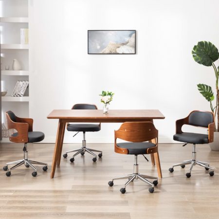 Bild på vidaXL Snurrbara matstolar 4 st svart böjträ och konstläder