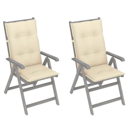 Bild på vidaXL Fällbara trädgårdsstolar med dynor 2 st massivt akaciaträ