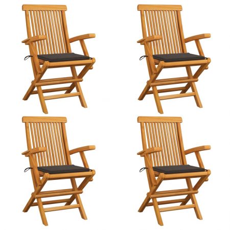 Bild på vidaXL Trädgårdsstolar med taupe dynor 4 st massivt teakträ