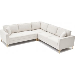 Berlin hörnsoffa - Gräddvit/guld - Hörnsoffor