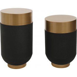 Bud sidobord set Ø40/40 cm - Guld/svart - Sidobord & lampbord