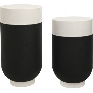 Bud sidobord set Ø40/40 cm - Svart/vit - Sidobord & lampbord