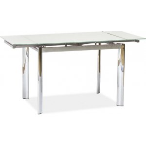 Caylee 100-150 cm matbord - Krom/vit - Matbord med glasskiva