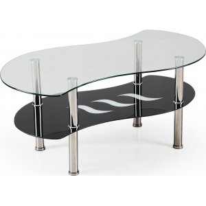 Ciara soffbord 100 x 55 cm - Svart/krom - Glasbord