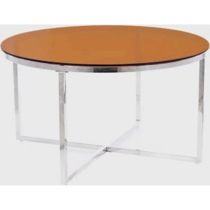 Crystal soffbord Ø80 cm - Amber/krom - Glasbord