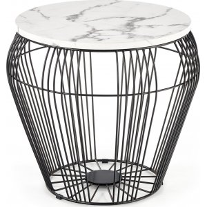 Grande soffbord Ø56 cm - Vit marmor/svart - Soffbord i marmor