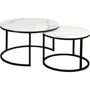 Harrisburg soffbord 80 x 80 cm - Vit/svart - Soffbord i marmor