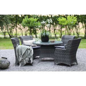 Jacksonville utegrupp i konstrotting - Grå + Möbelvård för plastrotting - Utematgrupper