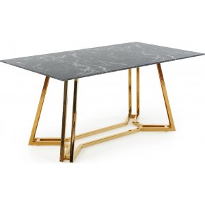 Juke matbord 160 cm - Svart marmor/guld - Marmormatbord