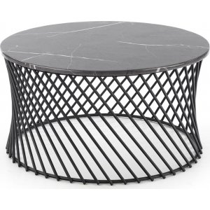 Kapitol soffbord Ø80 cm - Grå marmor/svart - Soffbord i marmor