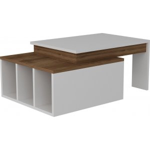 Kolarado soffbord 90 x 60 cm - Vit/valnöt - Soffbord i trä
