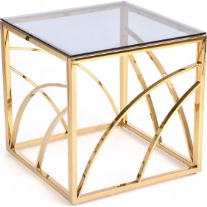 Kosmos soffbord 55 x 55 cm - Rökglas/guld - Glasbord