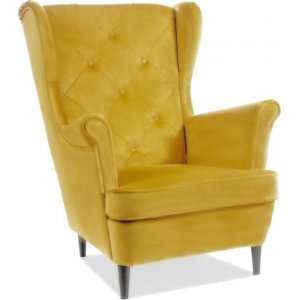 Lady fåtölj - Mattgul sammet - Tygfåtöljer