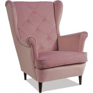 Lady fåtölj - Mattrosa sammet - Tygfåtöljer