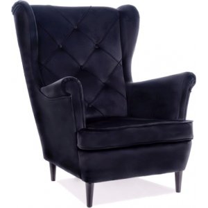 Lady fåtölj - Mattsvart sammet - Tygfåtöljer