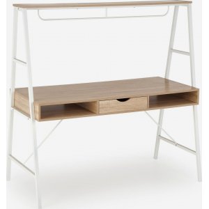 Lavice skrivbord - Sonoma ek/vit - Skrivbord med hyllor | lådor