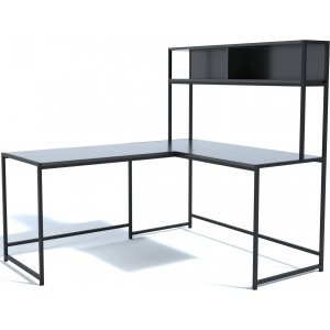 Limey skrivbord 154 x 130 cm - Svart - Skrivbord med hyllor | lådor