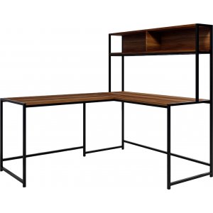 Limey skrivbord 154 x 130 cm - Valnöt - Skrivbord med hyllor | lådor
