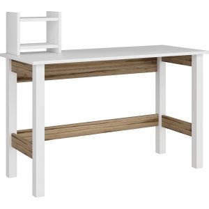 London skrivbord 120 x 60 cm - Vit/brun - Skrivbord med hyllor | lådor