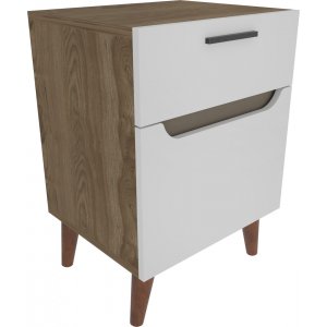 Losso sängbord - Vit/ek - Sängbord -Sovrumsmöbler - Sängbord