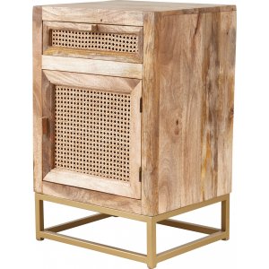 Luna sängbord med låda & skåp - Trä - Sängbord -Sovrumsmöbler - Sängbord