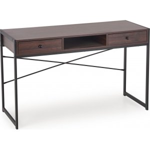 Manomeza skrivbord 123x48 cm - Valnöt/svart - Skrivbord med hyllor | lådor