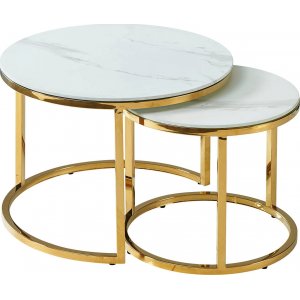 Muse soffbord Ø45/60 cm - Marmor/guld - Soffbord i marmor