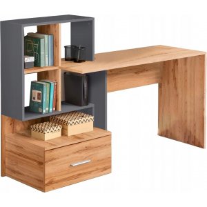 Myles skrivbord 149x50 cm - Ek/antracit - Skrivbord med hyllor | lådor